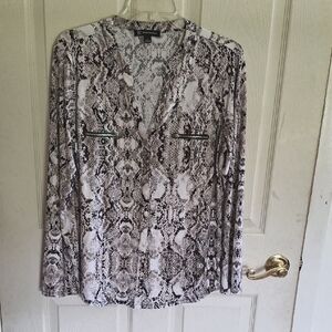 I-N-C Snakeskin Print Blouse, L